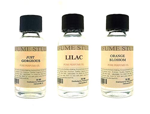 Perfume Studio Fragrance Oil Set 3-Pk 1oz Each for Making Soaps, Candles, Bath Bombs, Lotions, Room Sprays, Colognes (Fruity Floral, Just Gorgeous, Lilac, Orange Blossom)