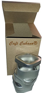 Cafe Cubano® Tin Containers with Clear Lids, Empty 4 Oz Deep Square Canister (3 Piece Set)