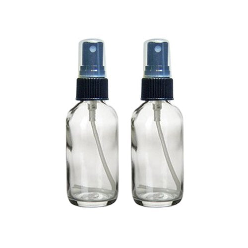 Perfume Studio 2oz Clear Glass Spray Bottles - Set of 2 Bottles & a Pure Perfume Oil Sample (BLACK SRAYER)
