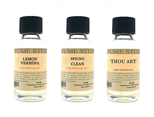 Perfume Studio Fragrance Oil Set 3-Pk 1oz Each for Making Soaps, Candles, Bath Bombs, Lotions, Room Sprays, Colognes (Citrus Floral, Lemon Verbena, Spring Clean, Thou Art)