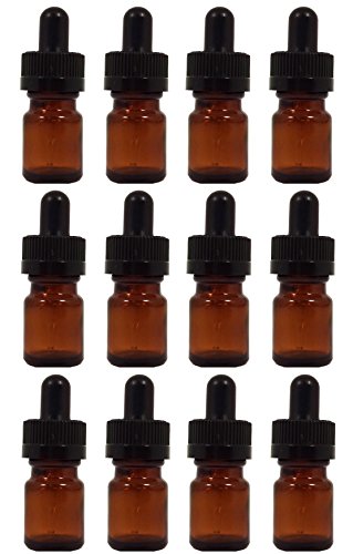 Child Resistant Amber Glass Droppers; 15-Pack Perfume Studio Essential Oil Glass Dropper Bottles