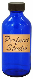 Perfume Studio 4 Oz Cobalt Blue Boston Round Glass Bottle with Black Cap