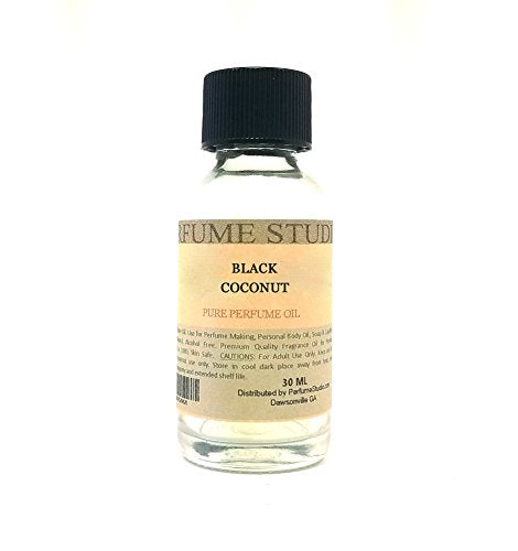 Pure Perfume Oil for Perfume Making, Personal Body Oil, Soap, Candle Making & Incense; Splash-On Clear Glass Bottle. Premium Quality Undiluted & Alcohol Free (1oz, Black Coconut)