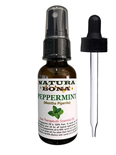 Peppermint Essential Oil 100% Pure Organic Peppermint Oil Spray. Use to Help Repel Ants, Mice, Spiders. Ideal Air Freshener, Cleaner, Headache Relief. (1oz Sprayer/Dropper Bottle)