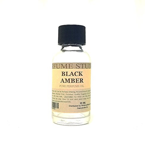Black Amber Perfume Oil for Perfume Making, Personal Body Oil, Soap, Candle Making & Incense; Splash-On Clear Glass Bottle. Premium Quality Undiluted & Alcohol Free (1oz, Black Amber Fragrance Oil)