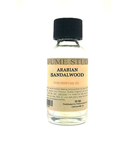 Arabian Sandalwood Perfume Oil for Perfume Making, Personal Body Oil, Soap, Candle Making & Incense; Splash-On Clear Glass Bottle. Premium Quality Undiluted & Alcohol Free (1oz, Arabian Sandalwood)