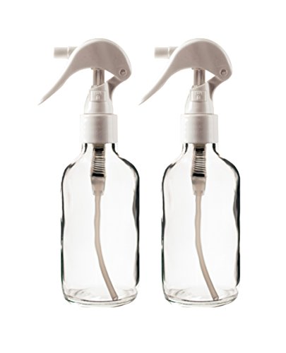 Perfume Studio® 4oz Boston Round Clear Glass Spray Bottles with White Trigger Sprayers (2-Pack with a Complimentary Perfume Oil Sample)