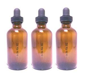 Perfume Studio 4oz Calibrated Amber Glass Dropper Bottles for Essential Oils & Perfume Formulas - Pack of 3 Glass Dropper Bottles & a Bonus Perfume Sample Vial (3, Amber Glass Dropper)