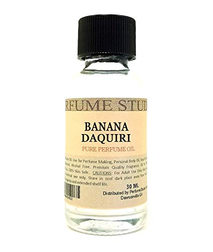 Pure Perfume Oil for Perfume Making, Personal Body Oil, Soap, Candle Making & Incense; Splash-On Clear Glass Bottle. Premium Quality Undiluted & Alcohol Free (1oz, Banana Daquiri)