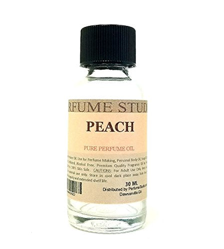 Peach Perfume Oil for Perfume Making, Personal Body Oil, Soap, Candle Making, Diffuser & Incense; Splash-On Clear Glass Bottle. Premium Quality Undiluted & Alcohol Free (1oz, Peach Fragrance Oil)