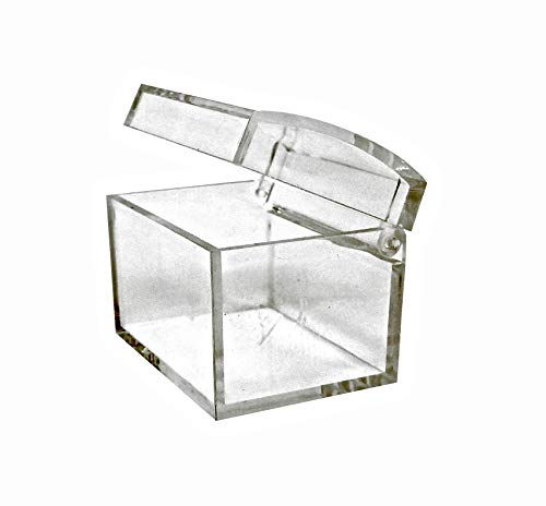 Clear Acrylic Box with Hinged Lid; Small Treasure Chest Shape Container  with Bonus Perfume Studio Pure Parfum 2ml Sample.