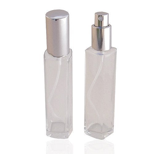 Empty Refillable Slim Perfume Glass Bottle with Silver Spray Top 1.7oz/50ml (3 Bottles)