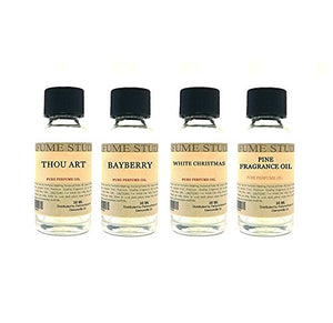 Holiday Fragrance Oil Set for Perfume Making, Personal Body Oil, Soap, Candle Making, Incense; 4 Splash-On 30ml Bottles