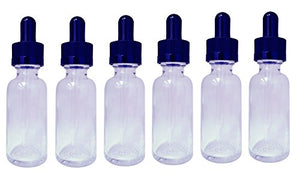 Perfume Studio Essential Oil Glass Dropper Bottles with Sterile Child Resistant Cap/Pipette & Bonus Perfume Oil Sample; Set of 6 Dropper Bottles (CLEAR GLASS)