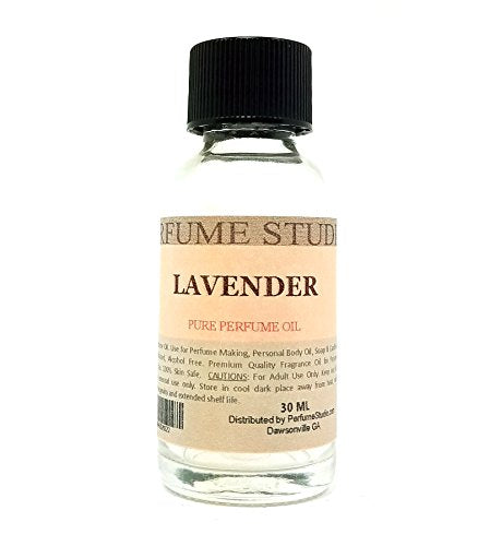 Lavender Perfume Oil for Perfume Making, Personal Body Oil, Soap, Candle Making & Incense; Splash-On Clear Glass Bottle. Premium Quality Undiluted & Alcohol Free (1oz, Lavender Fragrance Oil)