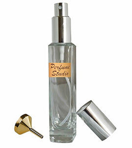 Perfume Studio Refillable Empty Glass Perfume Spray Bottle for Travel and with Small Funnel for Transferring Fragrance, 1.6 Oz. Made Out of Clear Durable Glass