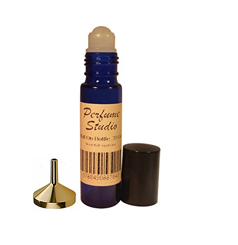 Perfume Studio0153; Glass Roller Bottle for Essential Oils Homemade Fragrances. Set of 7 Rollon .33 Oz Blue Cobalt Bottles & 1 Perfume Funnel