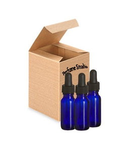 Perfume Studio Empty Cobalt Blue Glass Round Bottle with Dropper .5 Oz / 15 ML (3 pcs) - Essential Oil Supply