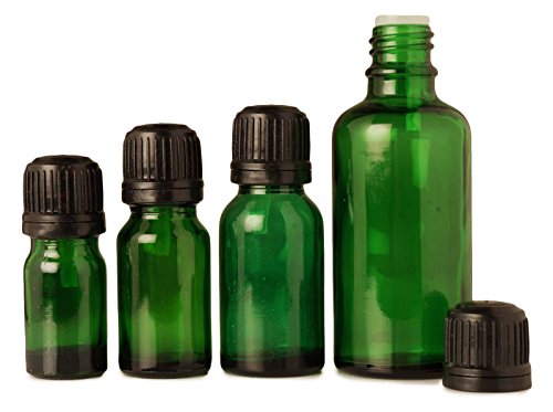 Lot of 6 x 5 ml Green Glass Empty Bottles With Black Tamper Evident Cap For Aromatherapy Container