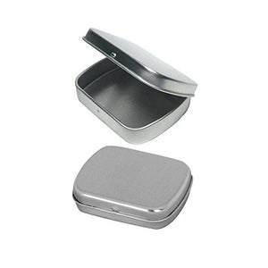 Rectangular Empty Hinged Tin Box Containers With Choice of Clear or Solid Hinged Top. Use For First Aid Kit, Survival Kits, Storage, Herbs, Pills, Crafts and More. (6, Solid Top: 2.5" X 2" X .5")