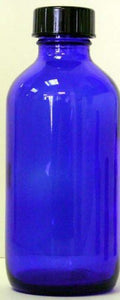 4 oz Cobalt Blue Glass Bottle with black poly-seal screw cap