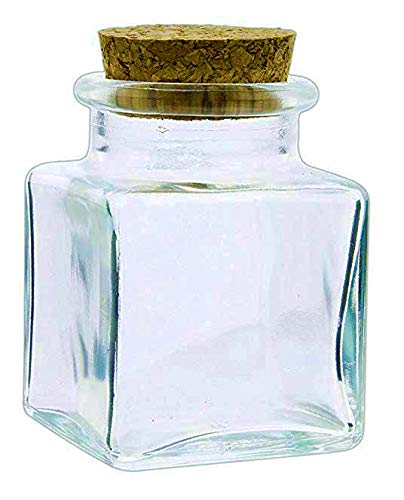 Square Clear Glass Bottle with Corks; 2.75 oz with Complimentary Pure Parfum Sample Included (1, Corked Square Jar)