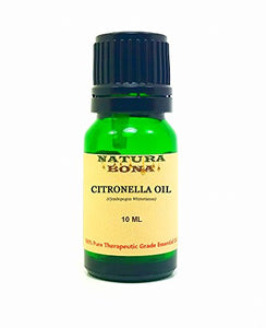 Citronella Essential Oil - 100% Pure Grade Organic Cymbopogon Winterianus Oil in a 10ml UV Protected Green Glass Euro Dropper Bottle. (CITRONELLA)