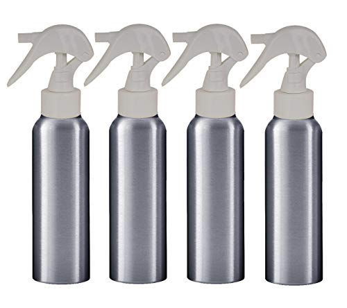 Aluminum Trigger Spray Bottles; 2.7 oz 4-Pack & Free Perfume Studio Sample Fragrance. (White Trigger Sprayer)