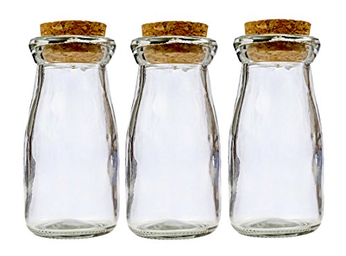Small Mini Glass Bottles with Cork top stoppers; 100ml. Complimentary Pure Parfum Sample Included (3, Cork Glass Bottles)