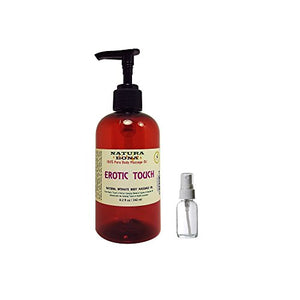 Sensual Touch Massage Oil. Perfect Blend of Jojoba & Almond Oil blended with the Calming Touch of Vanilla Lavender. An Invigorating Body Massage Oil for Men & Women; 8oz Pump; Bonus 1oz Empty Sprayer