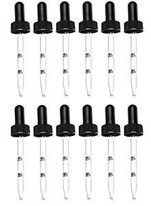 Replacement Glass Droppers - Pack of 12 Calibrated Glass Dropper Graduated 0.5 ML- 1.0 ML (Fits Perfume Studio 2oz Boston Rounds; 7mm x 89 mm Glass Pipette) Plus a Free Perfume Sample Vial (12)