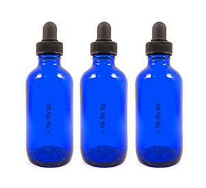 Perfume Studio Calibrated Dropper 4oz Bottles for Essential Oils & Perfume Formulas - Pack of 3 Blue Cobalt Glass Dropper Bottles Plus a Bonus Free Perfume Sample Vial (3, Cobalt Glass Dropper)