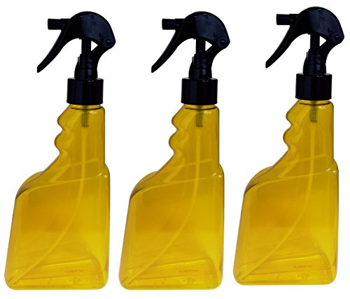 Plastic Spray Bottles for Cleaning Solutions, Repellents, Gardening: 10oz Trigger Sprayer Made from Industrial Grade Hard Vinyl Translucent Amber Plastic; 3-Pack (10 oz, Black Trigger Sprayer)