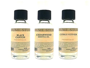 Perfume Studio Fragrance Oil Set 3-Pk 1oz Each for Making Soaps, Candles, Bath Bombs, Lotions, Room Sprays, Colognes (Oriental Woody, Black Canyon, Cedarwood, Citrus Vetiver)