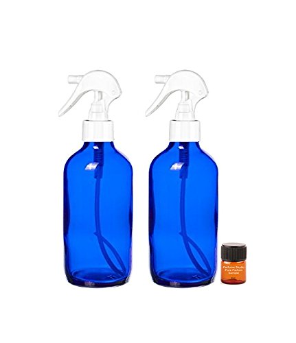 Perfume Studio 4 Oz Cobalt Blue Glass Spray Bottles (2-Pack) with Fine Mist White Trigger Sprayer (4oz, White Trigger, 2)