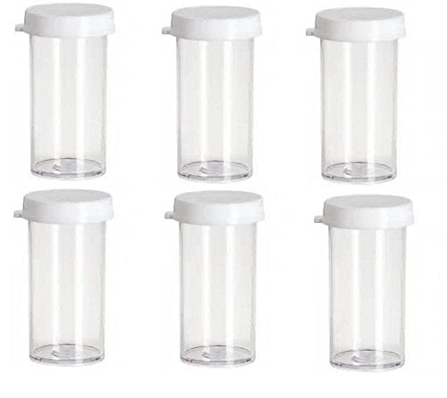 Pill POCKET MEDS For Storing Vitamins, Pills, Beads etc. Storage Holder Prescription Plastic Vials 3 Dram Clear Vial 6 Containers Caps Tubes Lids Small Container with Snap Caps