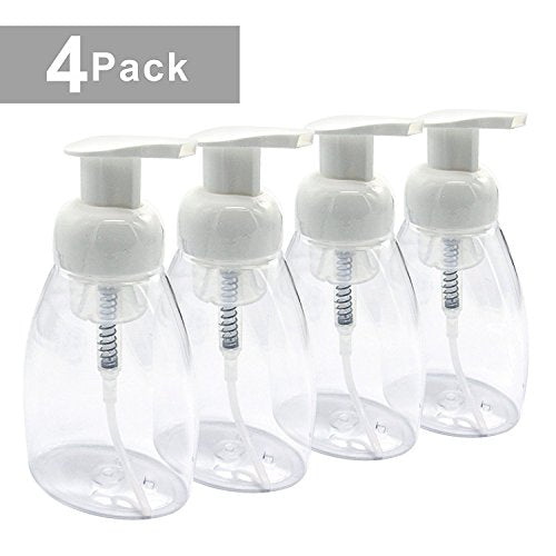Premium Vials -Foaming Soap Dispensers, 4 Pack 8.5 Oz Pump Bottle BPA Free- Liquid Containers, Refillable Foamer