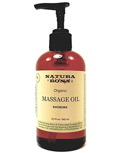 Natura Bona's Therapeutic & Professional Ravensara Body Massage Oil for Men & Women. Synergistically Blended with Fractionated Coconut, Jojoba & Almond Oil (Ravensara Massage Oil)