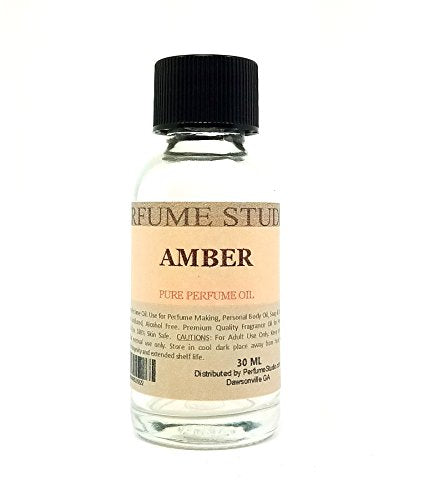 Amber Perfume Oil for Perfume Making, Personal Body Oil, Soap, Candle Making & Incense; Splash-On Clear Glass Bottle. Premium Quality Undiluted & Alcohol Free (1oz, Amber Fragrance Oil)