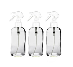 Perfume Studio 4oz Boston Round Clear Glass Spray Bottles with White Trigger Sprayers (Pack of 3 Bottles with a Complimentary Perfume Oil Sample)