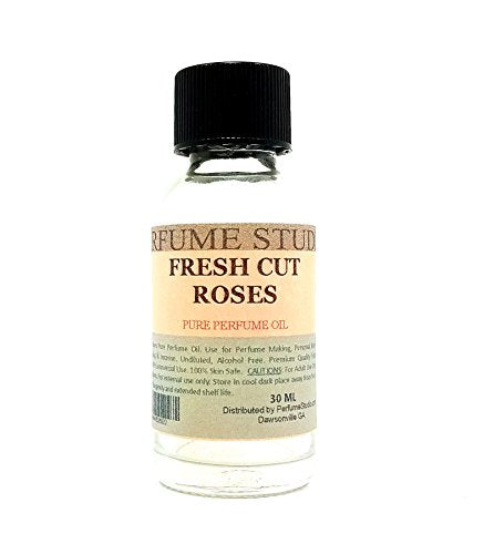Fresh Cut Roses Perfume Oil for Perfume Making, Personal Body Oil, Soap, Candle Making & Incense; Splash-On Clear Glass Bottle, Undiluted & Alcohol Free (1oz, Fresh Cut Roses Fragrance Oil)