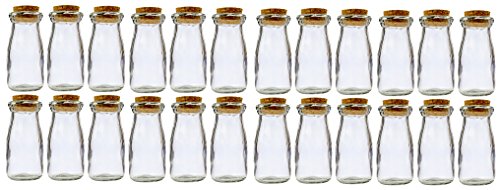 Small Mini Glass Bottles with Cork top stoppers; 100ml. Complimentary Pure Parfum Sample Included (24, Cork Glass Bottles)