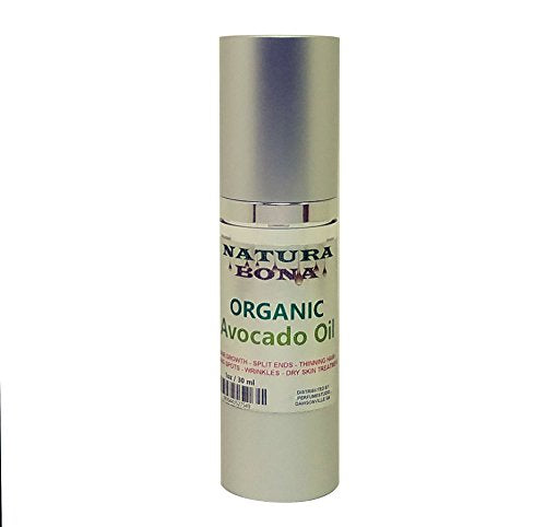 Natura Bona Organic Avocado Oil for Hair, Body and Skin. 100% Pure Cold Pressed Unrefined & Hexane Free Avocado Oil - 30ml Airless Pump. (1oz Avocado Oil)
