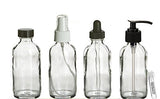 Perfume Studio 4oz Essential Oil Glass Bottles - Pack of 4 Boston Round Glass Bottles; Pump, Dropper, Spray, and Cap - Complimentary Essential Oil/Perfume Sample Vial