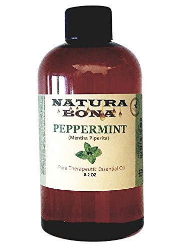 Natura Bona Peppermint Oil Refill Bottle. Use to Naturally Repel Mice, Ants, Spiders, Mosquitoes, Roaches and Other Insects; 8.2oz Plastic PET Bottle