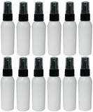 Perfume Studio 2oz HDPE White Plastic Bottles with Fine Mist Black Sprayer, BPA Free, Travel Accessories Bottles.