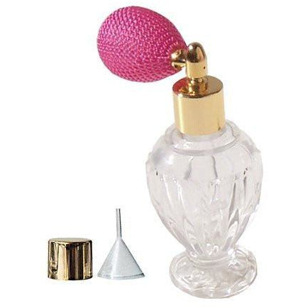 GETI BEAUTY Empty Refillable Perfume Diva Glass Bottle with Pink Mesh Spray T...