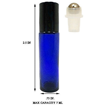 Perfume Studio® Metal Ball Roller Bottles for Essential Oils - Cobalt Glass 5ml - 7ml Capacity Pack of 24pcs