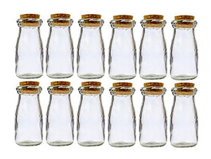 Small Mini Glass Bottles with Cork top stoppers; 100ml. Complimentary Pure Parfum Sample Included (12, Cork Glass Bottles)