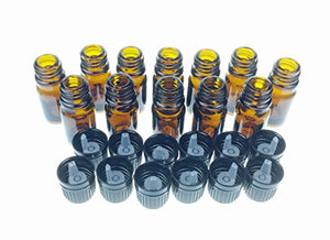 mEssentials 5ml Amber Glass Bottles with Euro Dropper Caps (12 Pack) - Great for Essential Oils, Perfumes and DIY Aromatherapy - Easy to Fill, Clean and Reuse - Protective and Durable